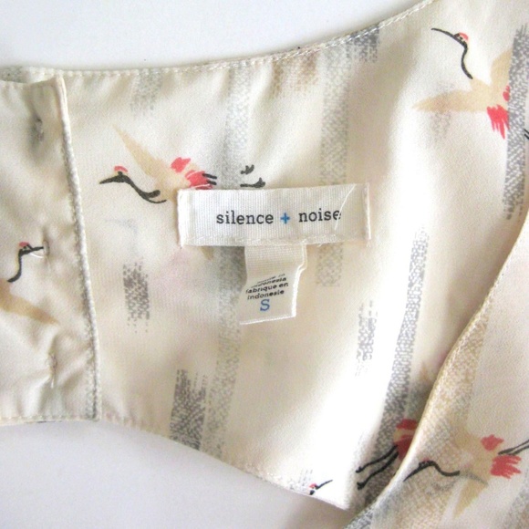 silence + noise Dress Asian Birds Cranes Open Back - Picture 4 of 8